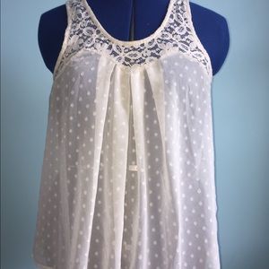 dELiA*s Lace and Polka Dot Cream Tank Top
